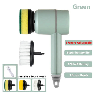Electric Cleaning Brush 3 Brush Heads Cleaner Multifunctional - SANDWAY