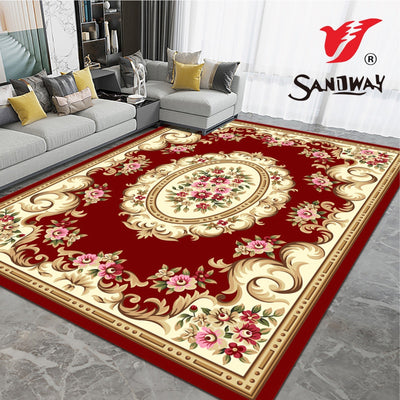 Tepih s Cvjetnim Ornamentima – Barokni Stil, Crveno - Bež Dizajn - SANDWAY